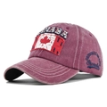 Cappellino da baseball vintage bordeaux in cotone lavato con ricamo Canada - Borgogna