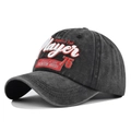 Dettaglio del ricamo 3D Player 76 su cappello vintage in cotone lavato antracite - Nero Lavato