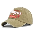 Cappellino vintage in cotone lavato kaki con ricamo Player 3D e stile retrò - Cachi