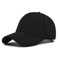 Classic plain black baseball cap with six-panel structure and curved brim for outdoor sports - Adjustable / Black