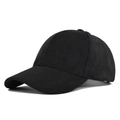 Classic minimalist black faux suede baseball cap with a structured crown and curved brim - Adjustable / Black