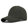 Close-up detail of a dark green twill canvas baseball cap with reinforced stitching - Adjustable / Army Green