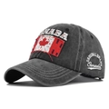 Berretto da baseball in cotone lavato grigio scuro con ricamo e toppa bandiera Canada - Nero