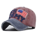 Berretto vintage rosso mattone e blu navy con ricamo 3D della US Army - Regolabile / Rosso