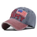 Berretto da baseball vintage blu navy con visiera rossa e ricamo 3D U.S. ARMY - Regolabile / Blu