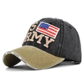 Berretto da baseball vintage lavato nero e kaki con ricamo 3D US ARMY - Regolabile / Nero