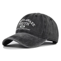 Berretto da baseball grigio antracite lavato vintage con ricamo bianco Youth 1995 - Regolabile / Nero Lavato