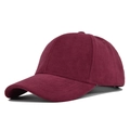 Classic burgundy faux suede baseball cap with a textured six-panel structure and curved brim - Adjustable / Burgundy