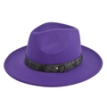 Detail of purple wool felt jazz hat with snakeskin band and gold stud accent - M (56-58cm) / Jazz Hat (BF174-15) / Purple