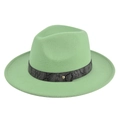 Detail of mint green wide brim fedora hat with snakeskin leather band and gold stud - M (56-58cm) / Jazz Hat (BF174-17) / Verdant