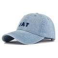Berretto da baseball in denim azzurro con ricamo JAT blu scuro sulla parte anteriore - Azzurro