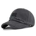Gorra de béisbol gris marengo desgastada con bordado RR y textura de lona estilo vintage - Gris