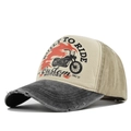 Cappello trucker da moto vintage con visiera usurata e stampa grafica personalizzata - Regolabile / Nero