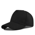 Classic black 5-panel solid color baseball cap with curved brim and cotton twill texture - Adjustable / Black