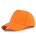 Detailed side view of a five-panel baseball cap in bright orange cotton fabric - Adjustable / Orange
