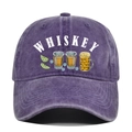 Vintage washed purple baseball cap featuring a whiskey and beer graphic design - Adjustable / Purple