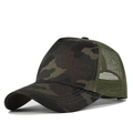 Ademende camouflage trucker pet met mesh achterkant en een gebogen klep ontwerp - Verstelbaar / Grijs Camouflage
