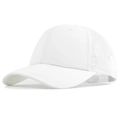 Detail of white trucker hat with breathable mesh and adjustable curved brim style - Adjustable / White
