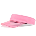 Detalle de la visera de PVC rosa translúcido y la banda de sujeción de tela texturizada - Rosa