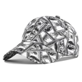 Cappellino da baseball classico con stampa vintage di banconote da 100 dollari in bianco e nero - Regolabile / Bianco