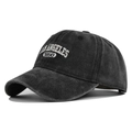 Casquette baseball vintage gris foncé en coton délavé avec broderie Los Angeles - Noir