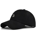 Klassieke zwarte katoenen baseballpet met zilveren 77-borduursel en een gebogen klep - Zwart