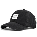 Vintage Baseballkappe aus schwarzem Denim mit Stickerei und NEW DESIGN Stoffaufnäher - Schwarz
