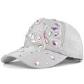 Dettaglio ravvicinato di farfalla in cristallo su cappello argento con strass colorati - Stile Farfalla Strass (DC305-4 Grigio) / Grigio