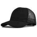 Classic black trucker hat with mesh back and curved brim for men and women - Adjustable / Black/Black Mesh