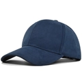 Détail de la casquette de baseball en daim bleu marine montrant sa structure à 6 panneaux - Réglable / Bleu Marine (CL769-3)