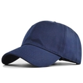 Detail of dark blue twill cotton baseball cap featuring six-panel construction and eyelets - Adjustable / Navy Blue