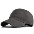 Detailed close-up of dark grey cotton twill baseball cap with reinforced stitching - Adjustable / Dark Gray