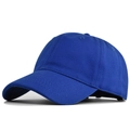 Detailed side view of a royal blue cotton baseball cap with ventilation eyelets - Adjustable / Sapphire Blue