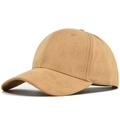 Gros plan sur la texture en daim de la casquette de baseball camel avec coutures - Réglable / Caramel (CL769-12)