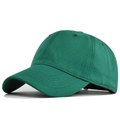 Detail view of the stitching and texture of this deep green cotton baseball cap - Adjustable / Dark Green