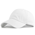Detailed side view of a pure white cotton baseball cap with premium stitching and twill texture - Adjustable / White