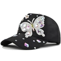 Berretto nero con decorazione a farfalla di strass e motivi floreali in cristallo lucido - Stile Farfalla Strass (DC305-1 Nero) / Nero