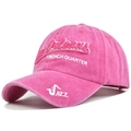Ricamo dettagliato su cappellino baseball rosa vintage con tema jazz di New Orleans - Regolabile / Rosa Rosso