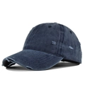 Vue détaillée de la texture denim bleu marine vieillie avec détails usés et déchirures - Réglable / Bleu marine