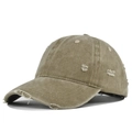 Casquette de baseball vintage kaki vieillie avec déchirures et coton lavé - Réglable / Kaki