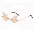 Creative butterfly wing sunglasses with amber lenses and slim golden metal frames - Gold Frame Tea Lens