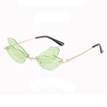 Frameless light green dragonfly wing sunglasses with gold metal frame for parties - Gold Frame Green