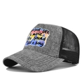 Détail de la casquette trucker grise et noire avec impression de citation de film - Réglable / Gris Chiné