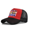 Casquette trucker rouge et noire avec imprimé paysage et maille respirante ajustable - Réglable / Noir et Rouge