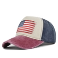 Cappellino vintage bandiera USA con visiera bordeaux lavata e tela blu - Borgogna