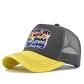 Casquette trucker grise et jaune avec filet respirant et impression texte de film - Réglable / Jaune/Gris