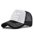 Detail of printed text you look like a movie and mesh panels on the trucker hat - Adjustable / Black & White