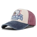 Vintage eagle baseball cap with Normandy 1944 print and washed distressed cotton finish - Navy Blue
