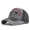 Berretto da baseball vintage grigio patchwork con ricamo New York e cuciture sulla visiera - Grigio & Nero