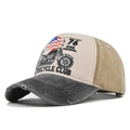 Gorra moto vintage 76 Soul con visera gris desgastada y panel frontal blanco roto - Ajustable / Negro